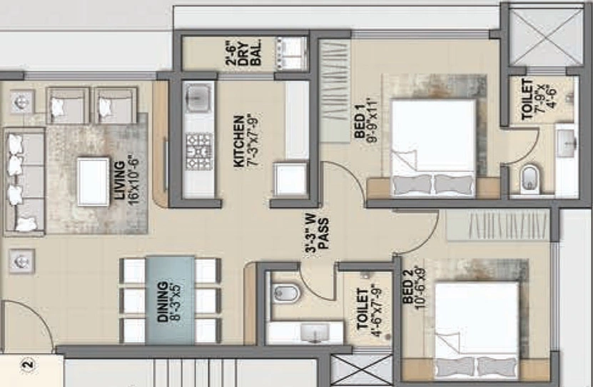 2 BHK Flat in Shree Krishna Sangam in Chembur East, Mumbai - Image 464817