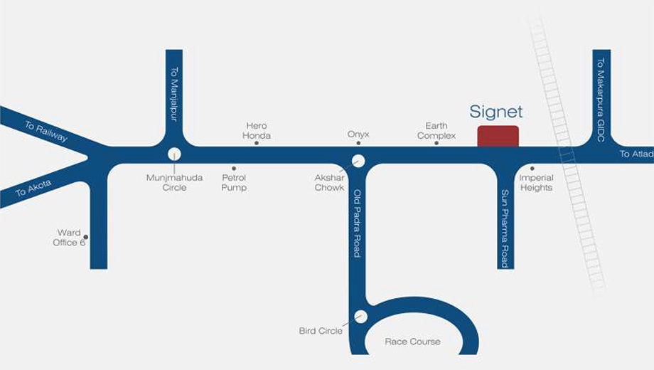 Location of Signet The Business Hub in Mujmahuda, Vadodara - Image 356972