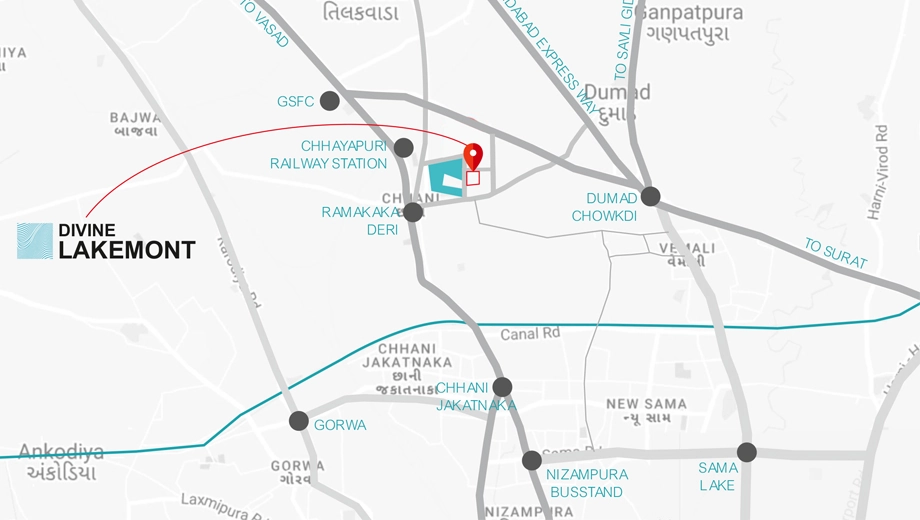 Location of Commercial Divine Lakemont in Chhani, Vadodara - Image 363803