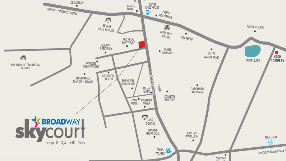 Location of Commercial Navpad Broadway Skycourt in Sevasi, Vadodara - Image 363885