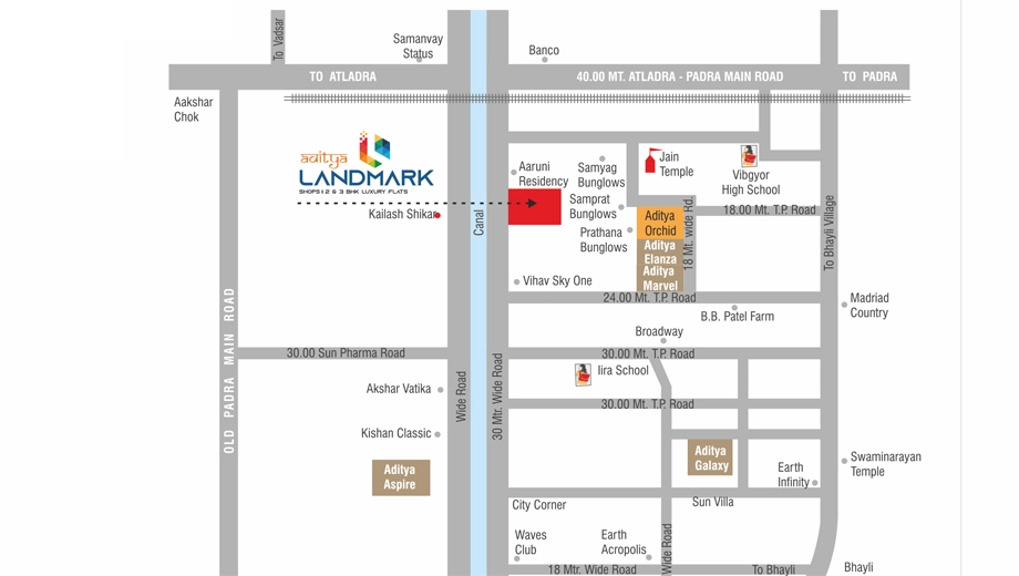 Location of Commercial Aditya Landmark in Bhayli, Vadodara - Image 363798