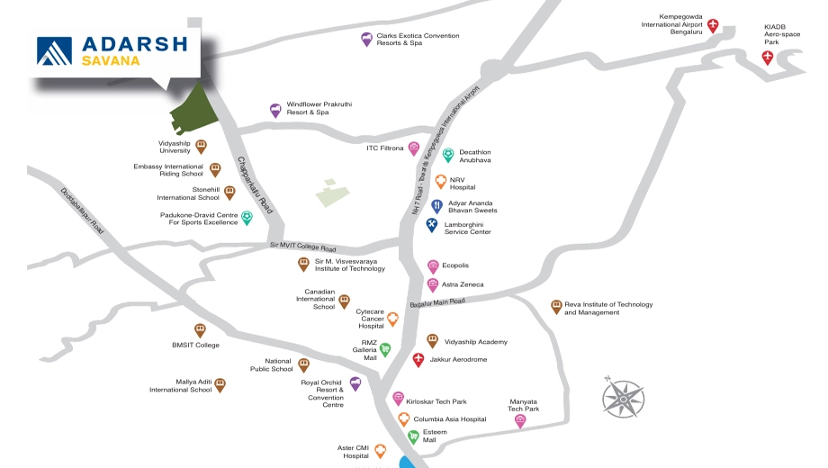 Location of Adarsh Savana in Devanahalli, Bangalore - Image 328887