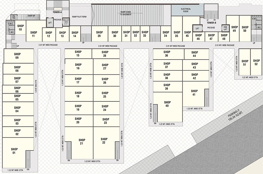 Floor Plan of Commercial Darshanam Twin Tower in Pratham Upvan, Vadodara - Image 355579
