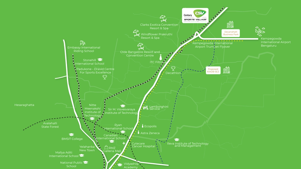 Location of Century Sports Village in Devanahalli, Bangalore - Image 333382