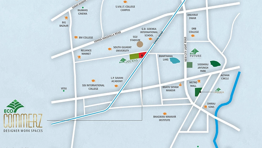Location of Ecohomes Eco Commerz in Vesu, Surat - Image 357577