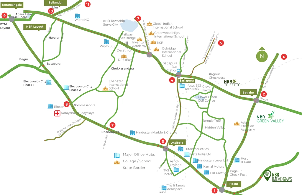 Location of NBR Meadows in Hosur Road, Bangalore - Image 329825