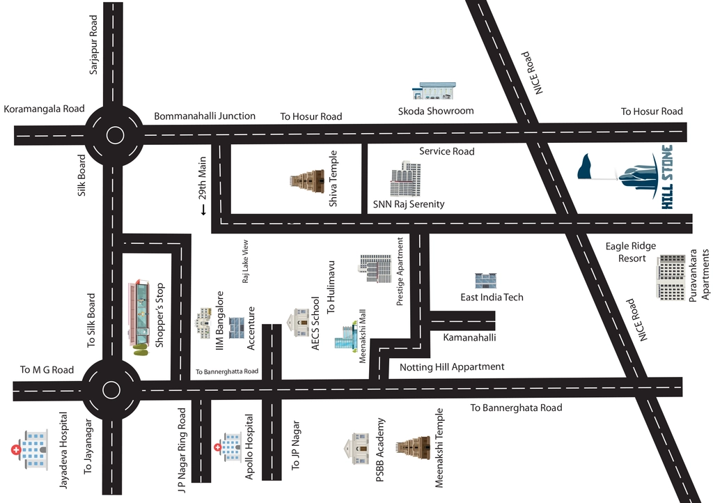 Location of Mahaveer Hillstone in Begur, Bangalore - Image 330104
