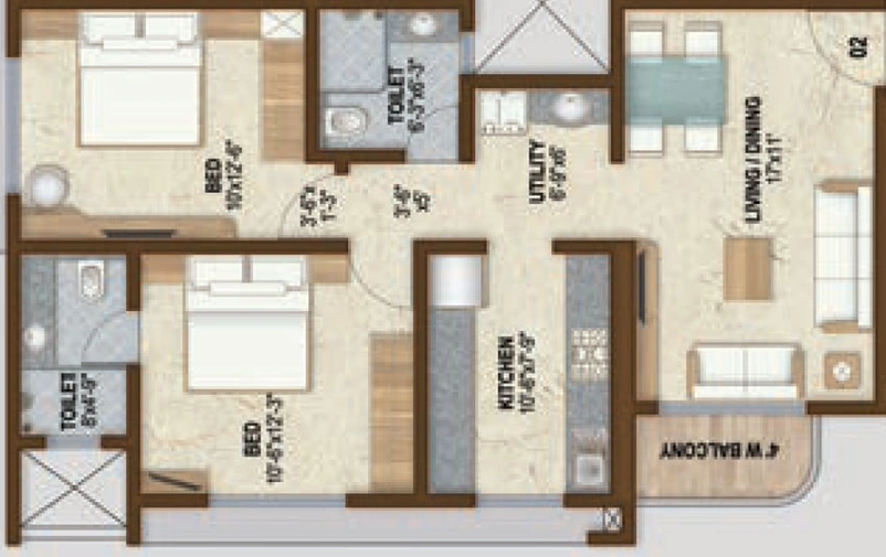 2 BHK Flat in Shree Krishna Pinnacle in Chembur East, Mumbai - Image 464998