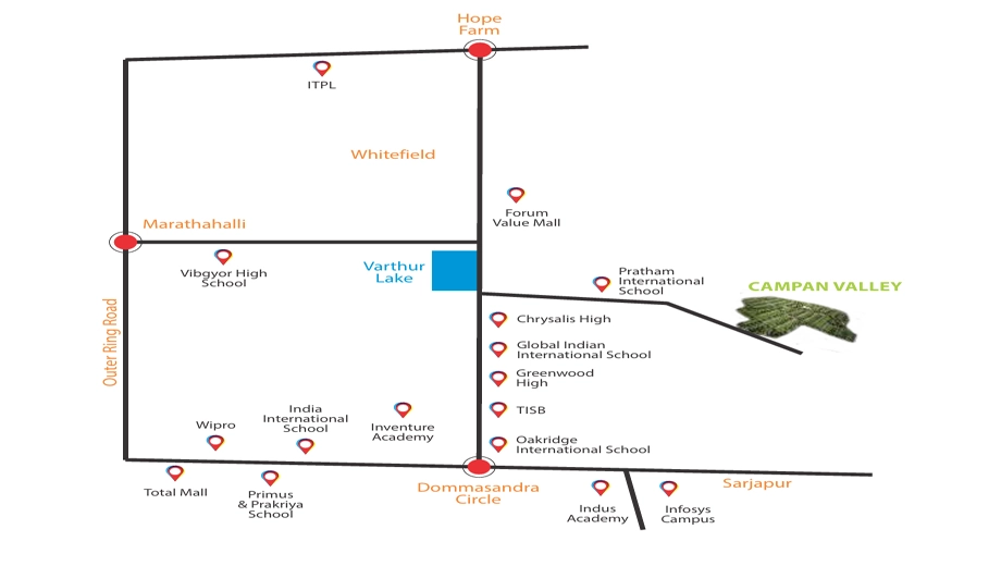 Location of Cornerstone Campan Valley Phase 2 in Varthur, Bangalore - Image 335244
