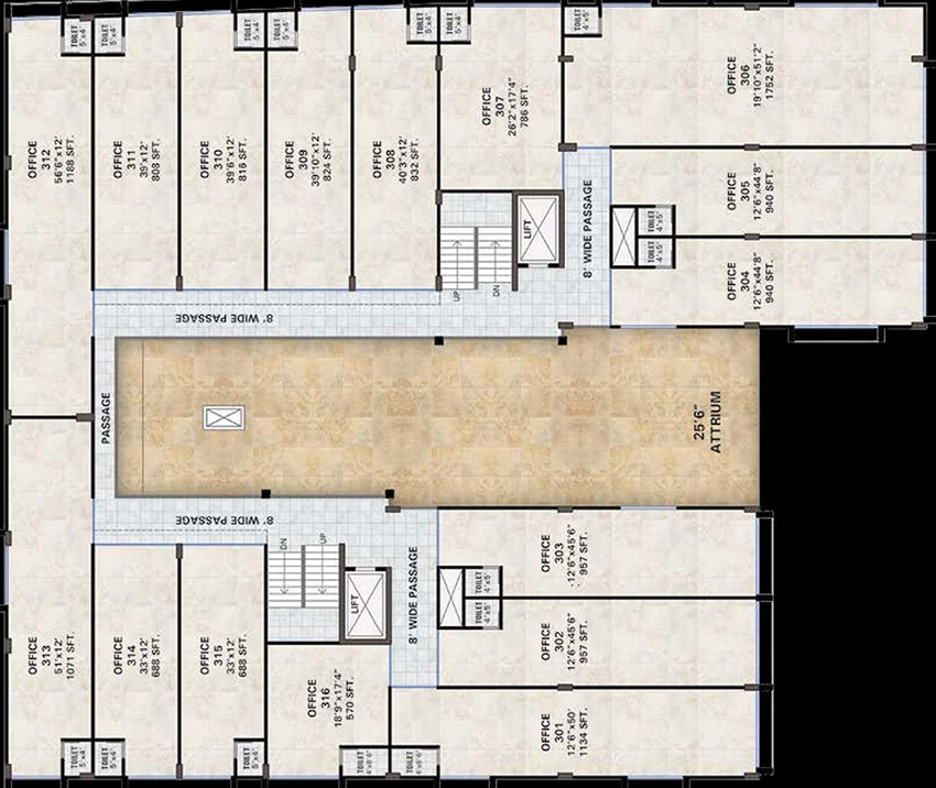 Floor Plan of Pushti Heights in Memnagar, Ahmedabad - Image 319236