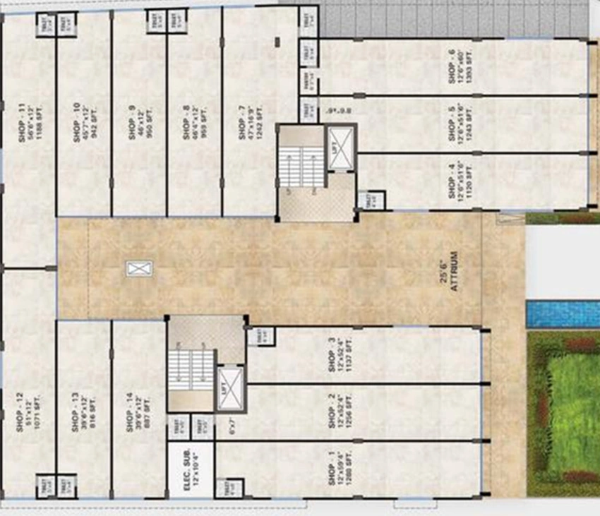 Floor Plan of Pushti Heights in Memnagar, Ahmedabad - Image 319237