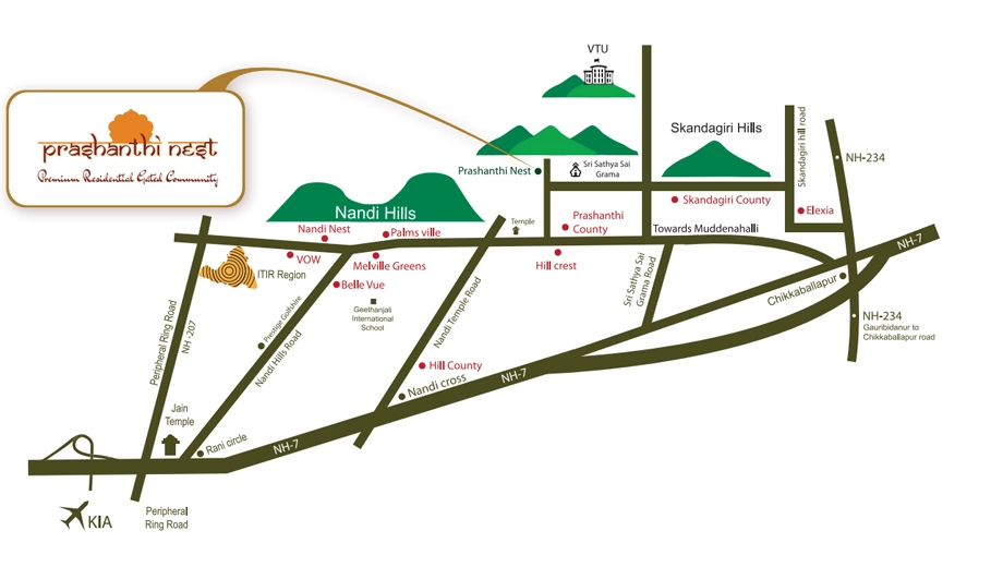 Location of Wellnest Prashanti Nest in Nandi Hills, Bangalore - Image 330048