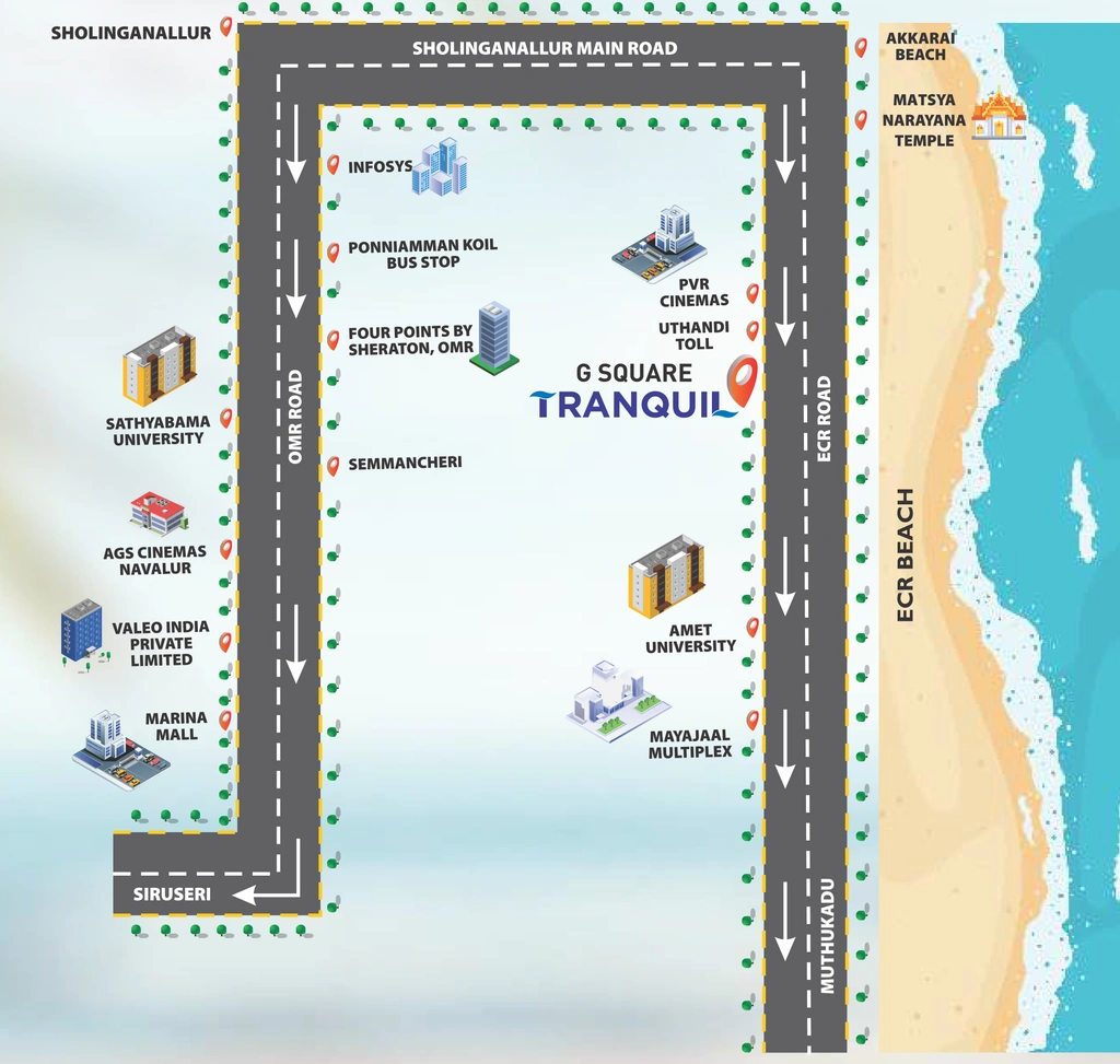 Location of G Square Tranquil in Uthandi, Chennai - Image 317935