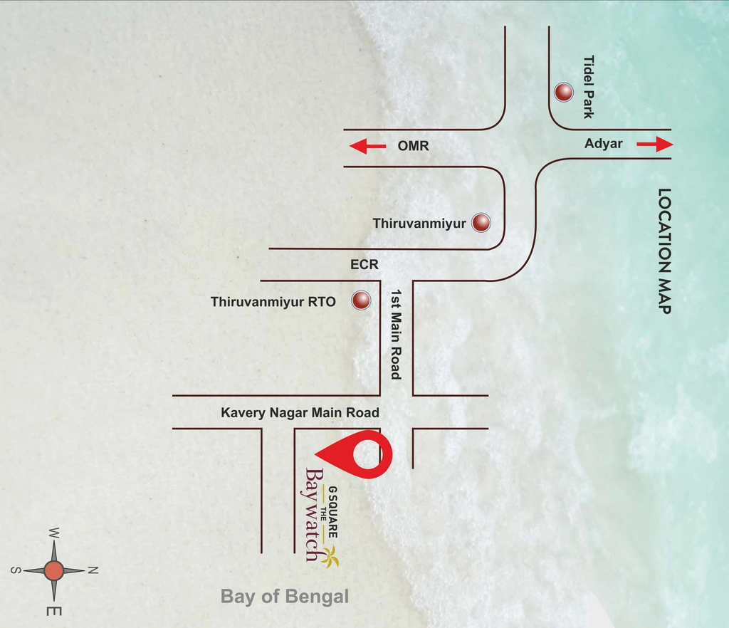 Location of G Square The Baywatch in Thiruvanmiyur, Chennai - Image 318324