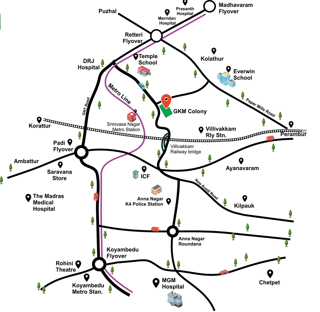 Location of GP Garden Bay in Kolathur, Chennai - Image 322637