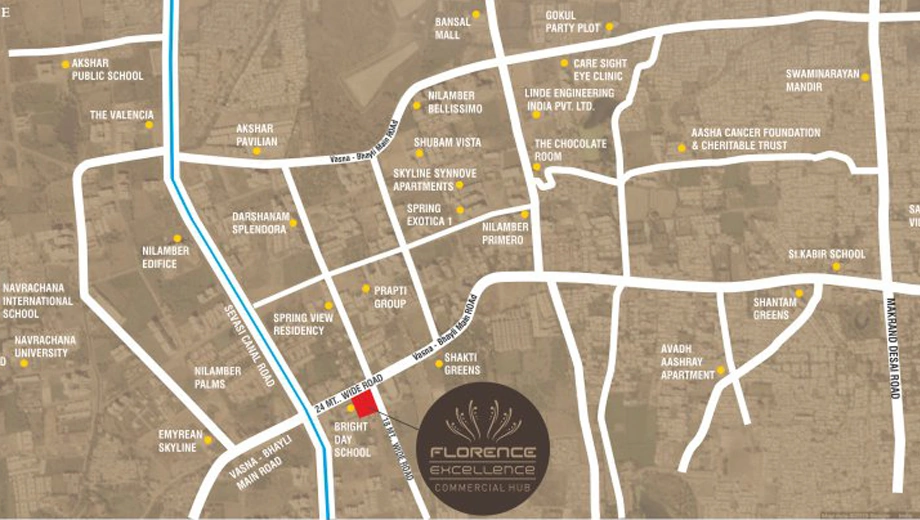 Location of Krishna Florence Excellence in Bhayli, Vadodara - Image 365705