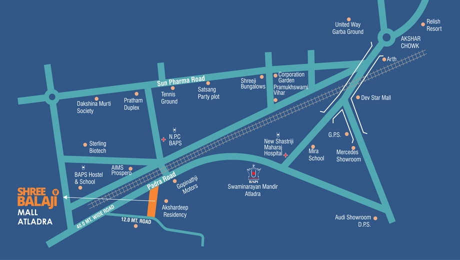 Location of Commercial Shree Balaji Skyrise in Atladara, Vadodara - Image 365605
