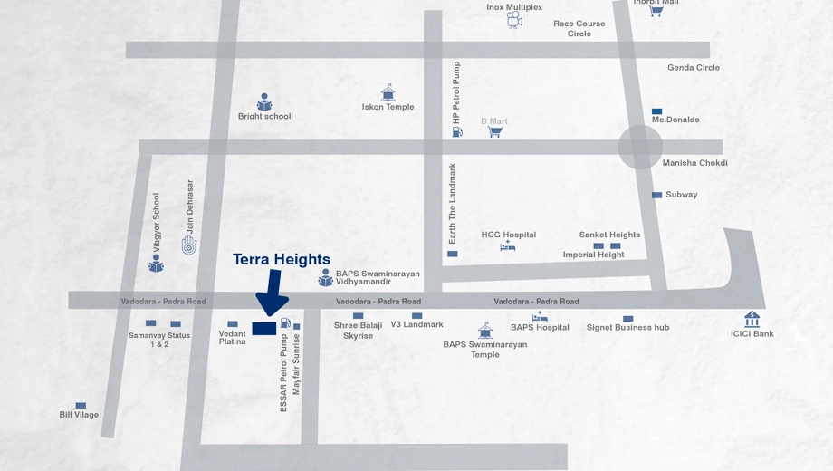Location of Commercial Shreeji Terra Heights in Atladara, Vadodara - Image 366247