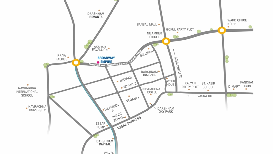 Location of Navkar Broadway Empire in Gokul Nagar, Vadodara - Image 365741