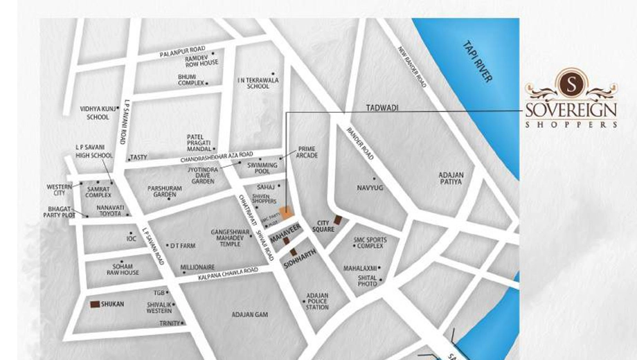 Location of Shilalekh Sovereign Shoppers in Adajan, Surat - Image 359335