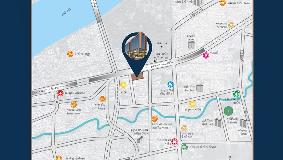 Location of Universal Millennium Business Hub in Sarthana Jakat Naka, Surat - Image 359917