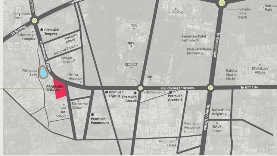 Location of Shivam Pramukh Square in Sargasan, Gandhinagar - Image 355214
