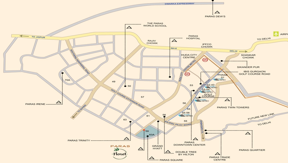 Location of Paras Floret in Sector 59, Gurgaon - Image 374703
