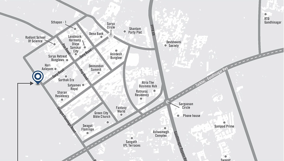 Location of Vihaan 273 in Sargasan, Gandhinagar - Image 342015