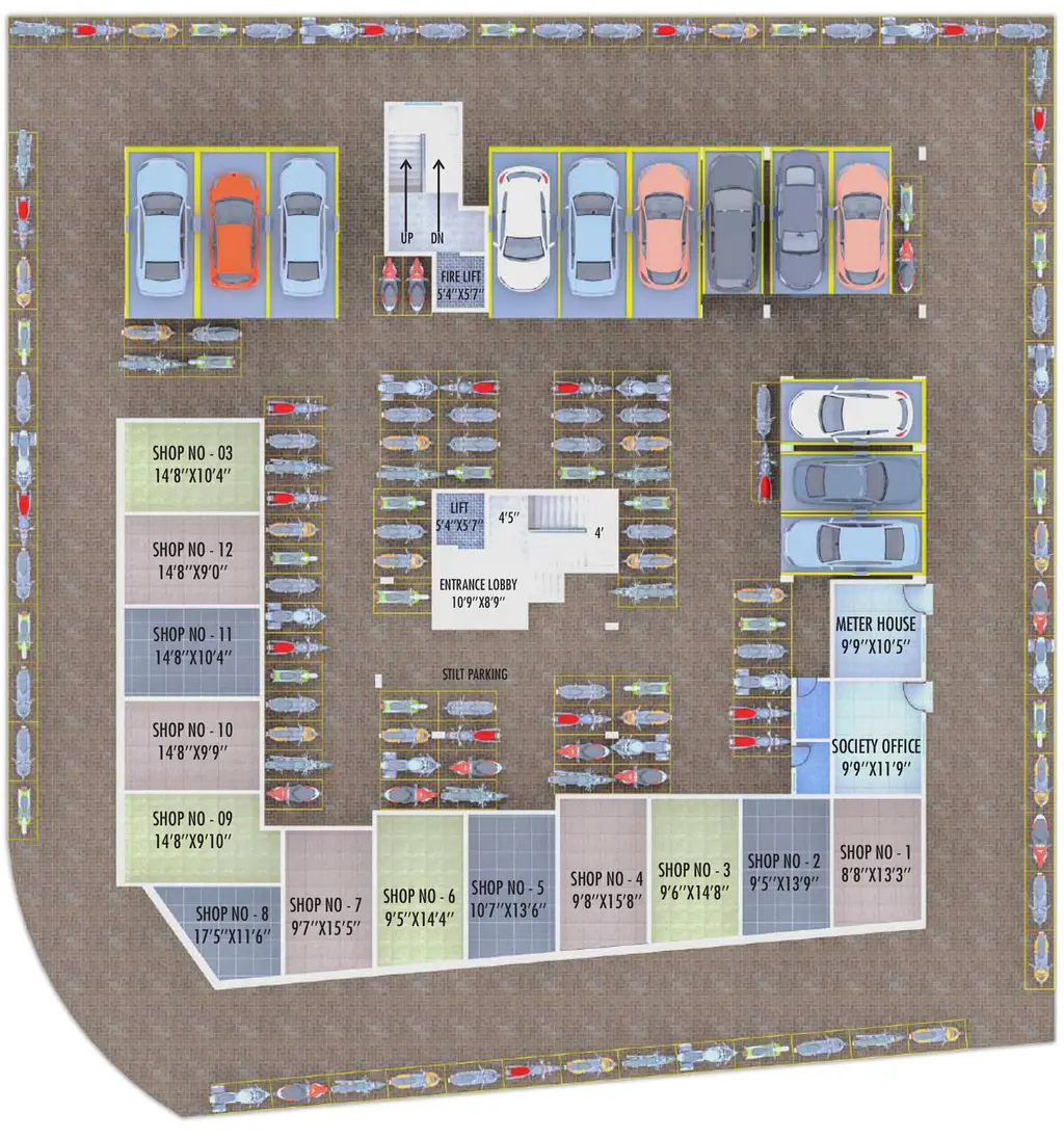 Floor Plan of Commercial Aakar Vastu Square in Hudkeshwar, Nagpur - Image 279560
