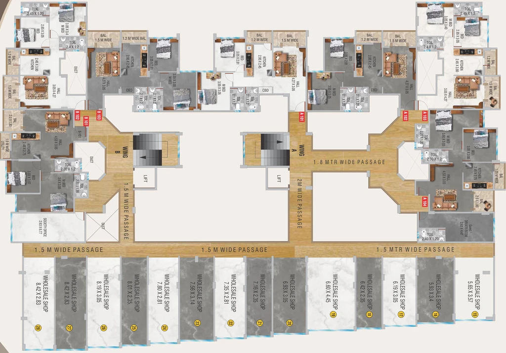 Floor Plan of Commercial Rishi Laxmi Coutyard in Dasak, Nashik - Image 280766