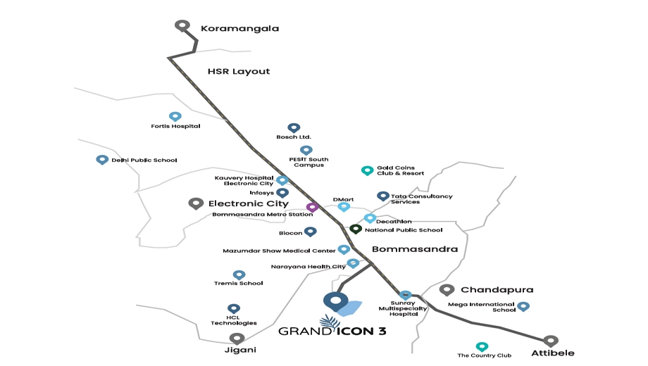Location of Icon Grand Icon Phase 3 in Bommasandra, Bangalore - Image 333722