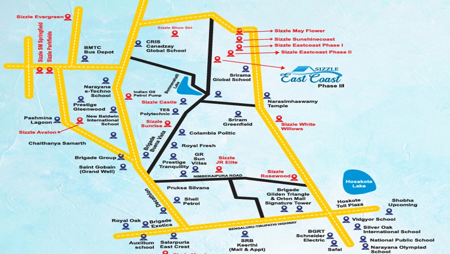 Location of Sizzle East Coast Phase 3 in Budigere Road, Bangalore - Image 334966