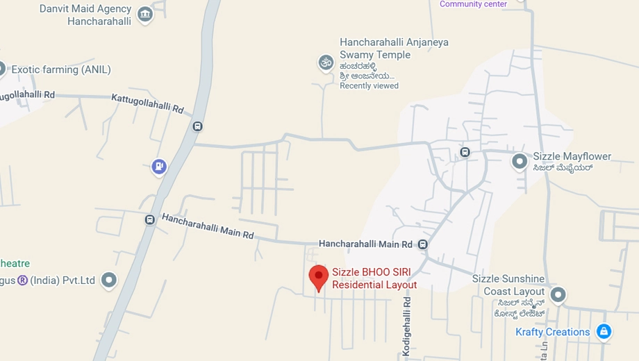 Location of Sizzle Bhoo Siri in Budigere Road, Bangalore - Image 334001