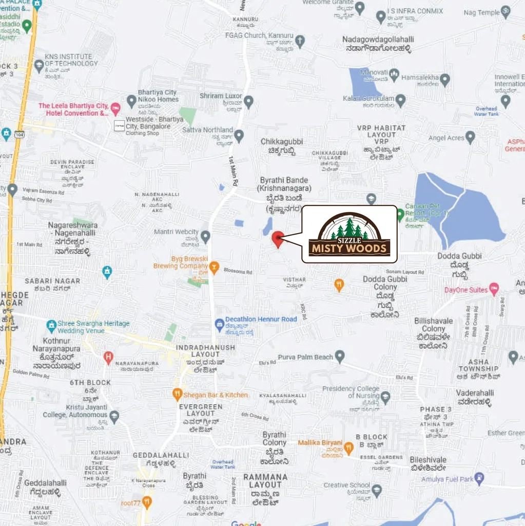 Location of Sizzle Misty Woods in Attibele, Bangalore - Image 335172