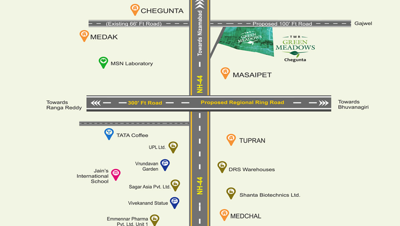 Location of TMR Green Meadows in Medachal, Hyderabad - Image 301774