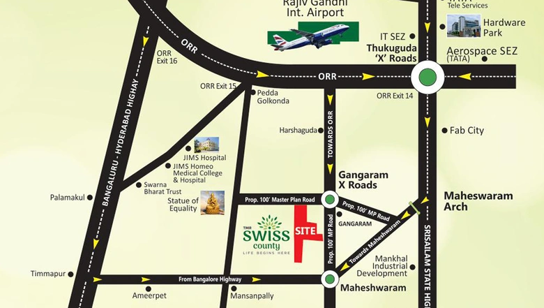Location of TMR Swiss County in Maheshwaram, Hyderabad - Image 301778