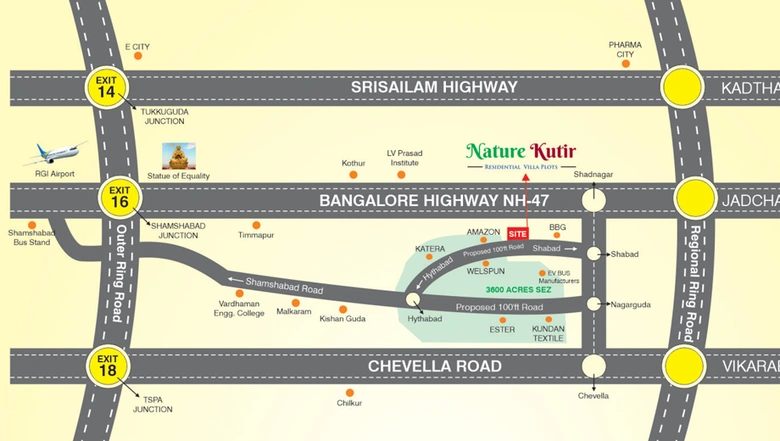 Location of Nature Kutir in Shadnagar, Hyderabad - Image 308044