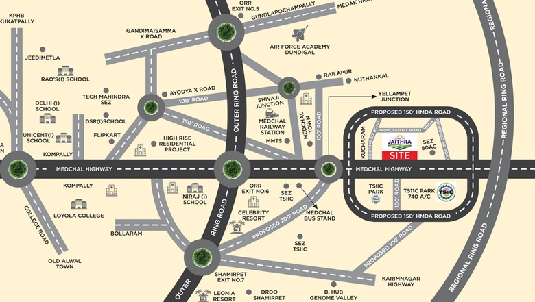 Location of J Sukrithi Jaithra in Medachal, Hyderabad - Image 307969