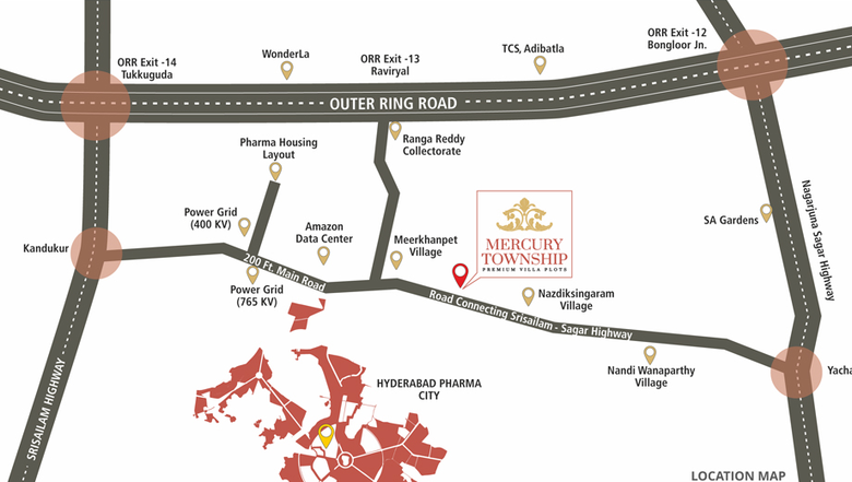 Location of Divyasri Mercury Township in Meerpet, Hyderabad - Image 307898