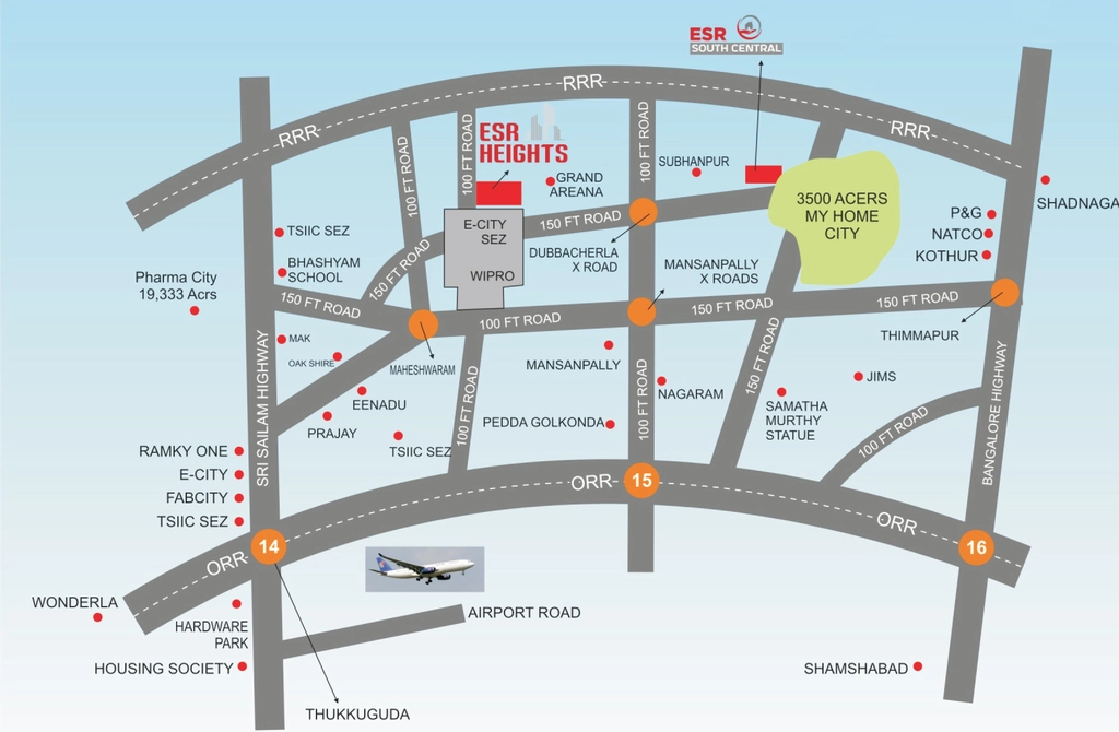Location of ESR Heights in Maheshwaram, Hyderabad - Image 335054