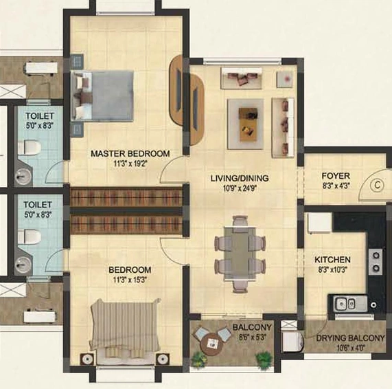 2 BHK Flat in Casagrand Lanterns Court in Thoraipakkam, Chennai - Image 850688