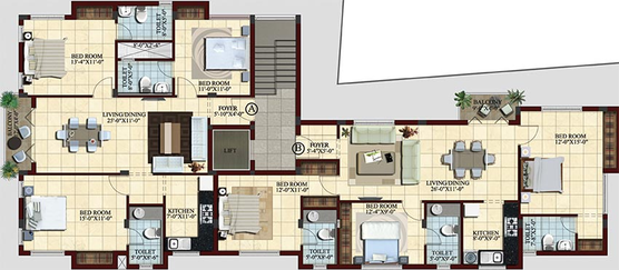 Floor Plan of Casagrand Platina in Arumbakkam, Chennai - Image 265288