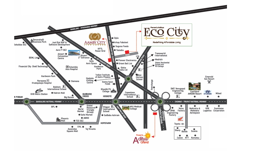 Location of Peram Aditya Ecocity in Hoskote, Bangalore - Image 334054