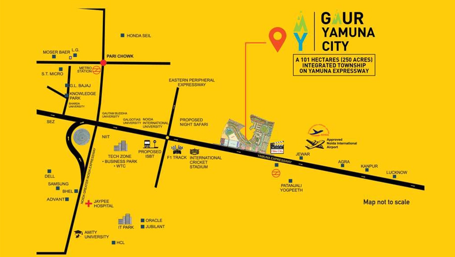 Location of Gaur Yamuna City 7th Parkview in Yamuna Expressway, Greater Noida - Image 361078