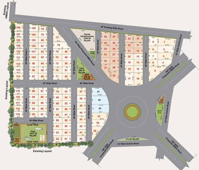 Master Plan of Oorjitas Vassud Avenue in Shamirpet, Hyderabad - Image 301860
