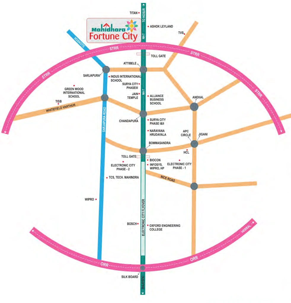 Location of Mahidhara Fortune City in Attibele, Bangalore - Image 360046