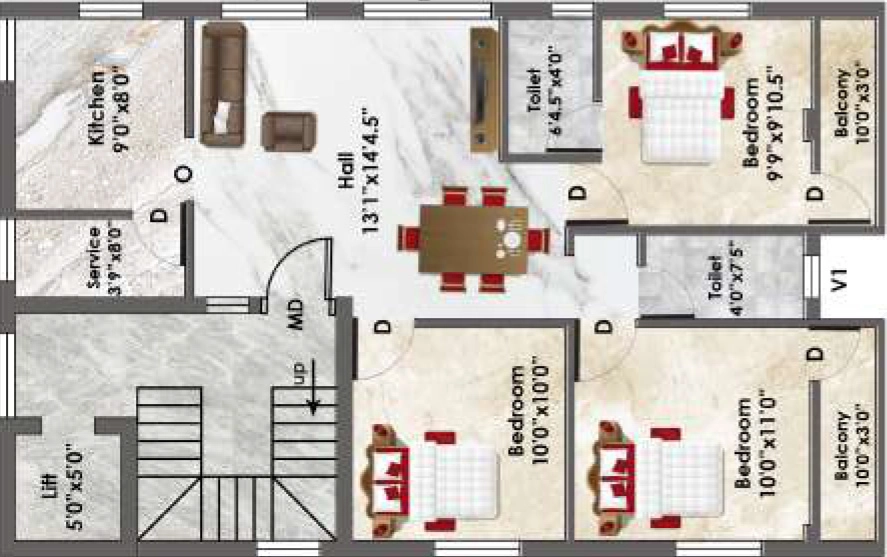 3 BHK Flat in Amudha Sripuram Niwas 2 in Gowriwakkam, Chennai - Image 885025