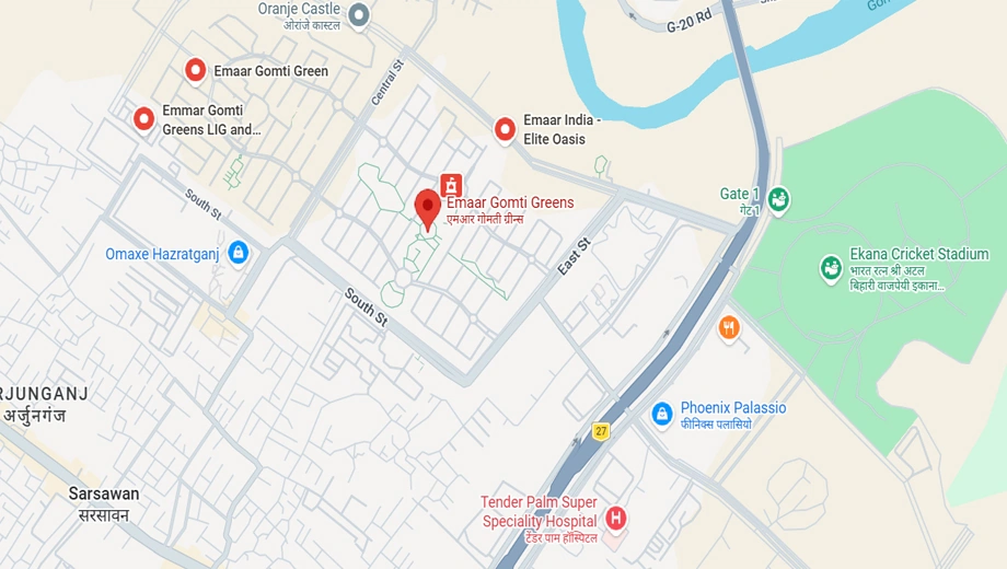 Location of Emaar Hridayam - Gomti Greens in Sarojini Nagar, Lucknow - Image 365049