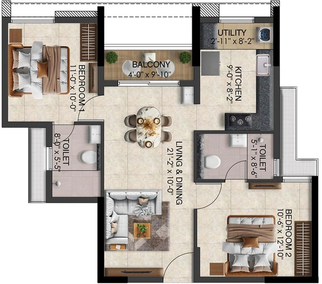 2 BHK Flat in Radiance Solitaire in Madhavaram, Chennai - Image 852980