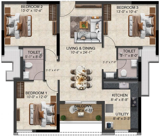 3 BHK Flat in Radiance Solitaire in Madhavaram, Chennai - Image 852981